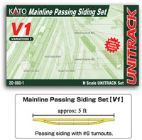 V1 Mainline Passing Siding Set - Unitrack -- Includes: 2 #6 Turnouts, Switch Controllers,Connecting Track