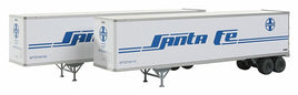 HO 45' Stoughton Trailer 2-Pack - Assembled -- Santa Fe (white, blue Stylized Lettering)