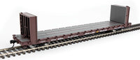 HO Scale 60' Pullman-Standard Bulkhead Flatcar (48' IL) - Ready to Run -- Trailer Train #90610 (brown)