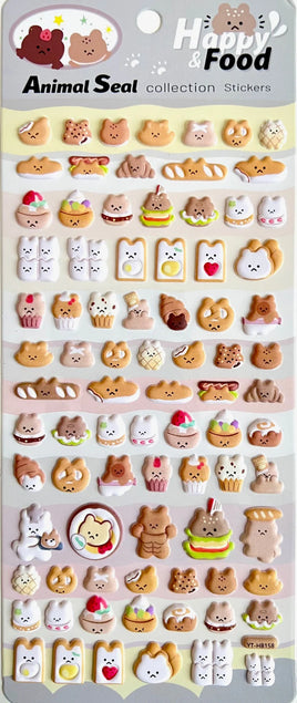 Bear Food Puffy Stickers