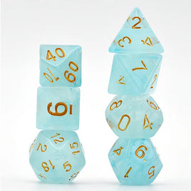 Cyan Silk Transluscent Polyhedral Dice Set (7)