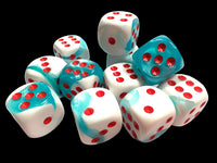 Gemini 16mm D6 Teal-White/Red Dice Set