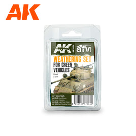 AK Enamel Green Vehicles Weathering Set