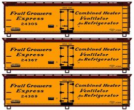 HO Fruit Growers Express 40' Wood Reefer 3 Car Set