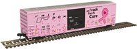 HO FMC 5077 Single-Door Boxcar Railbox 40188 (pink, black, On Track for a Cure, Handprints)