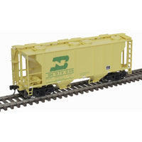 PS-2 Covered Hopper Burlington Northern #979038 (yellow, green, Scale Monitor Car)