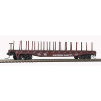 50' Steel Flatcar with Stakes Southern Railway 51852 (Boxcar Red, white)