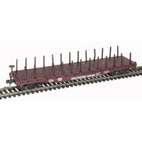 50' Steel Flatcar with Stakes Southern Railway 51852 (Boxcar Red, white)