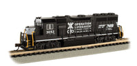 N GP40 with Operating Headlights: Norfolk Southern Operation Lifesaver #3053