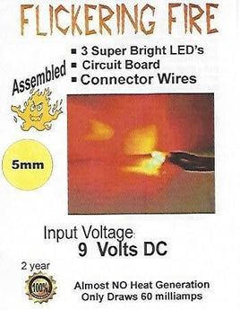 Fire LED Lights & Kits for Models, 7-19 volts AC/DC/DCC