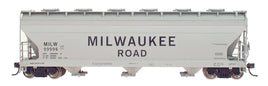 ACF 4650 Cubic Foot 3-Bay Covered Hopper Milwaukee Road (gray, Large black Lettering)