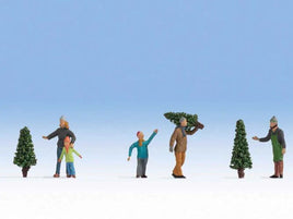 Christmas Tree Lot Figures 5 People and 3 Trees