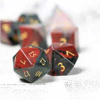 Bloodstone Engraved with Gold Gemstone Polyhedral Dice Set (7)