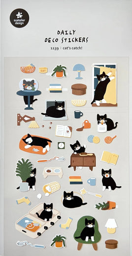 Cats Catch Day Flat Stickers