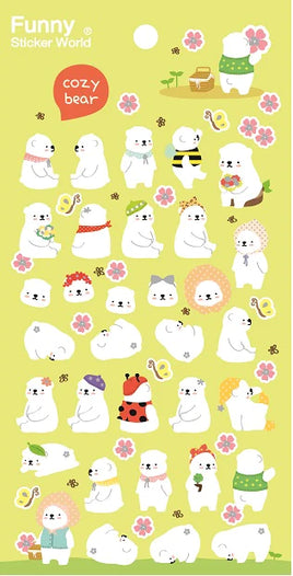 Cozy Bear Springtime Flat Stickers