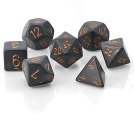 Opaque Polyhedral Dark Grey/ Copper Dice Set (7)