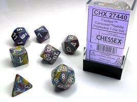 Festive Polyhedral Carousel/White 7-Die Set