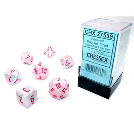 Festive Polyhedral Pop Art/ Red Dice Set (7)