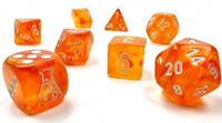 Lab Dice 6 Borealis Polyhedral Blood Orange/White Luminary Dice Set (7) + Bonus Dice