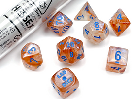 Lab Dice 5 Borealis Polyhedral Rose Gold/ Light Blue Luminary Dice Set (7) + Bonus Die