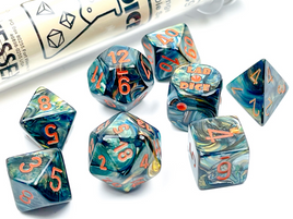 Lab Dice 5 Lustrous Polyhedral Alpestris/Orange Die-7 Set