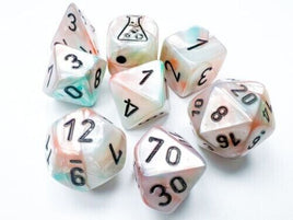 Lab Dice 6 Lustrous Polyhedral Sea Shell/Black Luminary Dice Set (7) + Bonus Dice