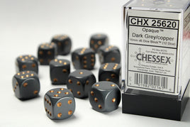 Opaque Dark Grey/Copper 16mm D6 Dice Set (12)