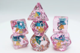 Inclusion Dice- Blue Mushroom Polyhedral Dice Set (7)