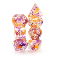 Purple and Orange Swirl Polyhedral Dice Set (7)