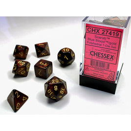 Scarab Polyhedral Blue-Blood/Gold Dice Set (7)