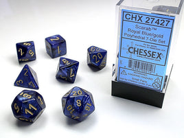 Scarab Polyhedral Royal Blue/Gold Dice Set (7)