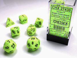 Vortex Polyhedral Bright Green/Black Dice Set (7)