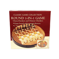 Round Walnut 3-in-1 Game Set