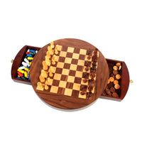 Round Walnut 3-in-1 Game Set