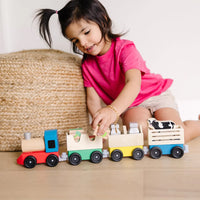 Wooden Farm Train Toy Set