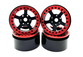 1.9" Alum. Beadlock Rims (4 pc) BLACK W/RED RIMS