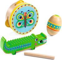 Animambo Tambourine, Maracas, Guiro Musical Instrument Set