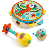 Animambo Tambourine, Maraca, Castanet Musical Instrument Set