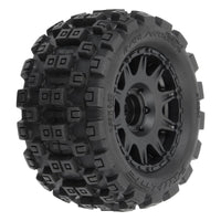 Badlands MX 1.85" All-Terrain Truck Tires (4) Mounted on Raid Black 12mm Hex Wheels for Granite GROM 4x4 Front or Rear