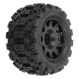 Badlands MX 1.85" All-Terrain Truck Tires (4) Mounted on Raid Black 12mm Hex Wheels for Granite GROM 4x4 Front or Rear