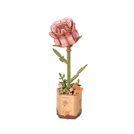 3D Modern Wooden Puzzle: Pink Rose