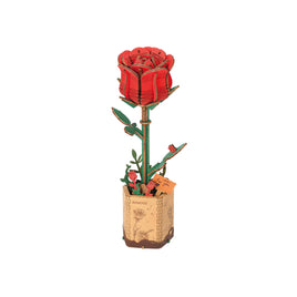 3D Modern Wooden Puzzle: Red Rose