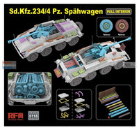 Sd.Kfz.234/4 Schwere Panzerspahwagon w/ Full Interior (1/35 Scale) Plastic Military Model Kit