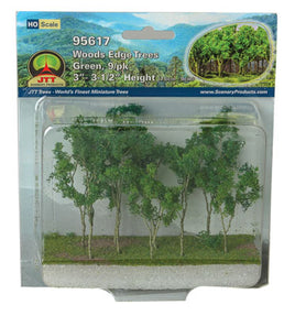Woods Edge Trees -- Green - 3 to 3-1/2" 7.6 to 8.9cm pkg(9)