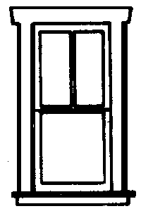 Campbell Scale Models 905 Windows (White Plastic) -- Double-Hung, 3-Pane, Single pkg(4), HO Scale