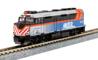 EMD F40PH Commuter Version DCC Metra Chicago Number 181 "Village of Schaumburg". 2017 Scheme, blue, silver, and orange.