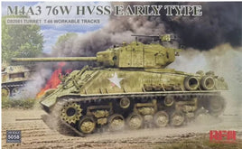 M4A3(76)HVSS Sherman Early Type D82081 Turret with T-66 Workable Tracks (1/35 Scale) Plastic Military Model Kit