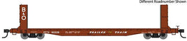 HO 60' Pullman-Standard Bulkhead Flatcar (48' IL) - Ready to Run -- Trailer-Train with B&O Bulkheads #92230