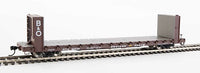 HO 60' Pullman-Standard Bulkhead Flatcar (48' IL) - Ready to Run -- Trailer-Train with B&O Bulkheads #92230