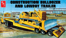 Construction Bulldozer and Lowboy Trailer Combo (1/25 Scale) Plastic Vehicle Model Kit